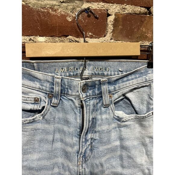 American Eagle Jeans Womens 4S Blue Highest Rise 90s Boyfriend Ripped Light Wash - Picture 2 of 4